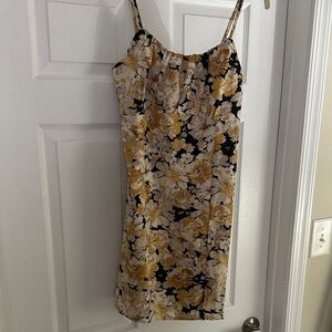 Acoa Floral Mini Dress in Black and Yellow